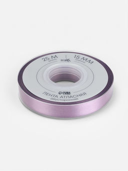 Лента атласная TEIRA, двухсторонняя, 15 мм, 25±1 м, сиреневая №0434