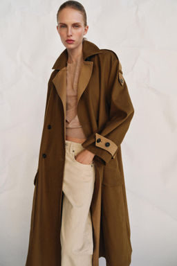 TRENCH LARGO COMBINADO ZW COLLECTION / Camel medio - Zara фото 13