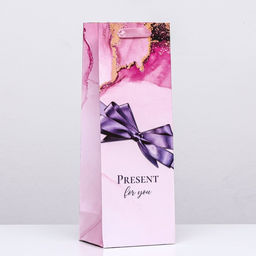 Пакет ламинированный под бутылку Бантик,13 х 36 х 10 см