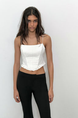 TOP CROP CORSETERO POPEL?N / Blanco - Zara фото 3