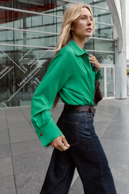 SATIN SHIRT WITH POCKET - Zara фото 2