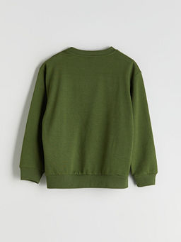 Bisiklet Yaka Bask?l? Erkek ?ocuk Sweatshirt