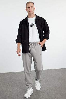 Gri Regular Fit Bask_l_ Biyeli Lastik Pa_a E_ofman Alt_ TMNSS22EA0121 - Trendyolmilla фото 2