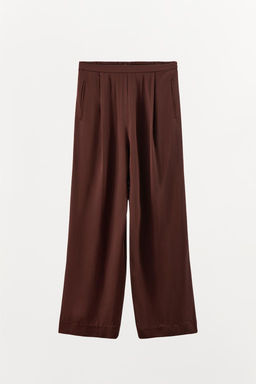 SATIN LOOSE-FITTING PLEATED TROUSERS - Zara фото 5