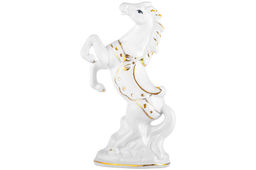 Фигурка декоративная 9,5*5*16 см Лошадь белая с золотом, фарфор - Elan gallery фото 4