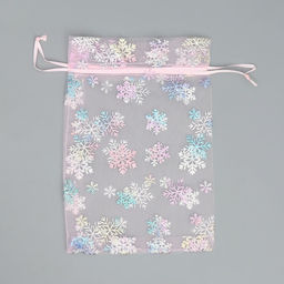 Цена за 5 шт. Мешочек подарочный органза Снежинка, голография, органза,16 24 см +/- 1.5 см - Дарите счастье фото 6