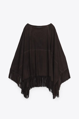 LEATHER FRINGE CAPE - Zara фото 5