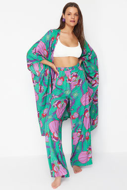 TRENDYOLMILLA Etnik Desenli Dokuma Plaj Pantolon TBESS24PL00018