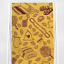 Полотенце махровое 6с102.411ж1 Атрибуты бани(кр.дерево1) 67х150см