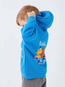 Uzun Kollu Winnie the Pooh Bask?l? Erkek Bebek Hoodie
