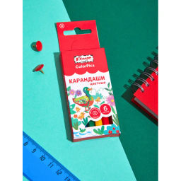 Цена за 2 шт. Карандаши цветные 6цв/наб6-гран Комус Класс ColorPics коротк,88мм