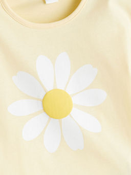 Bisiklet Yaka ?i?ekli Penye K?z ?ocuk Ti??rt