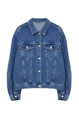Mavi Kolu Dikis Detayl? Oversize Denim Ceket TWOAW25CE00015 - Trendyolmilla фото 6