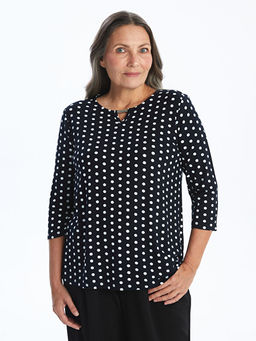 Bisiklet Yaka Puantiyeli Bluz