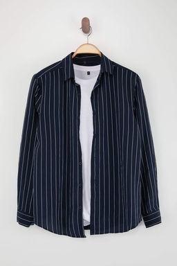 Lacivert Cizgili Regular Erkek Gomlek TMNSS26GO00014