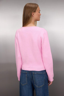 Pembe Buzgu Kapama Detayl? Metal Dugmeli Triko H?rka TWOAW26HI00110 - Trendyolmilla фото 5