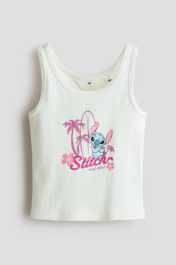 Camiseta acanalada de tirantes con motivo