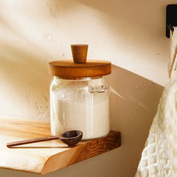 Банка для сыпучих SL Home «Южная акация», 400 мл, 10.5×9×13 см, с ложкой, стекло, прозрачная