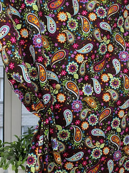 Интерьерный хлопок Цветочный пейсли цв.горький шоколад, ш.1.5м, хлопок-100%, 250гр/м.кв - Купава фото 2