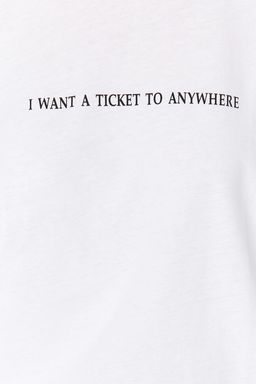 Beyaz %100 Pamuk Slogan Bask?l? Relaxed/Rahat Kesim Basic Bisiklet Yaka Orme T-Shirt TWOSS20TS0207