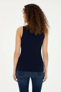 Женская базовая футболка без рукавов темно-синего цвета с круглым вырезом Неожиданная скидка в корзине - U.s. polo assn фото 5