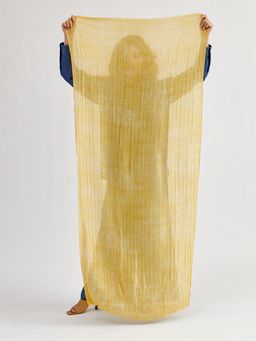 Большой, двусторонний однотонный палантин из жатого полотна вареный хлопок - Tantino фото 2