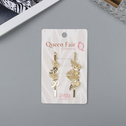 Невидимки для волос «Одри», набор 2 шт., бабочка резная, 5.5 см, золото