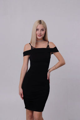 Платье вечернее чёрное с вырезом кармен - Martichelli фото 2