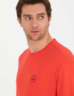 K_rm_z_ Bisiklet Yaka Oversize T-Shirt