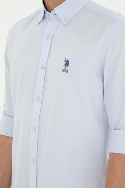 Мужская голубая базовая рубашка с длинным рукавом - U.s. polo assn фото 7
