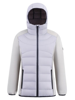 Куртка женская гибридная стёганая с капюшоном с графеновой подкладкой серого цвета 9626_1Sr