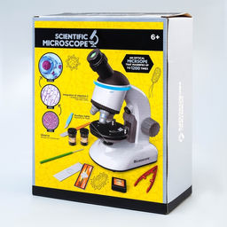 Микроскоп детский, кратность увеличения до 1200х, белый, с подсветкой
