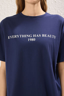 TRENDYOLMILLA Kahverengi %100 Pamuk Slogan Bask?l? Relaxed/Genis Rahat Kesim Orme T-Shirt TWOSS19GH0034 фото 3