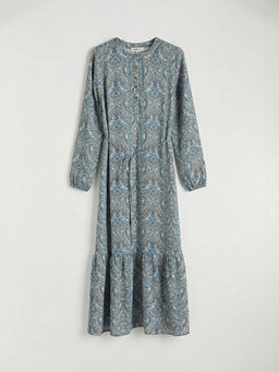 Bisiklet Yaka Desenli F?rf?rl? Elbise