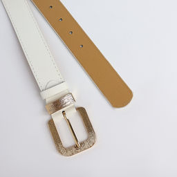 Ремень женский с винтом, 110×3 см, пряжка металл, золотистая, белый