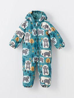 Kap??onlu Uzun Kollu Bask?l? Erkek Bebek Astronot Mont