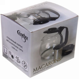 Чайник заварочный стеклянный 1200 мл с металлическим ситом Селфи,микс