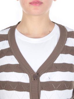 8509 BROWN Кардиган женский (80% хлопок, 20% anti-pillfibre) - Фабричный китай фото 10