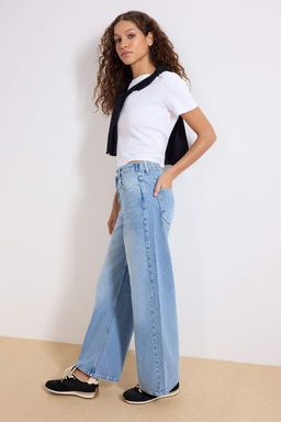 Siyah Beli Ayarl? Yuksek Bel Wide Leg/Genis Paca Jeans TWOAW26JE00265 - Trendyolmilla фото 8