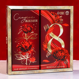 Подарочный набор 8 марта, чай (50 г), молочный шоколад (70 г)