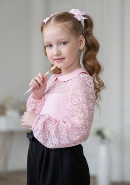 Миноль, блузка трикотажная розовый/128-64-57 - Alolika фото 2