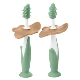 Прорезыватель для зубов и массажер для десен, 2 шт, оливковый