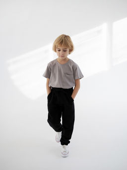 Джоггеры детские без утепления 3х нитка петельный, черный - Lesi kids фото 2