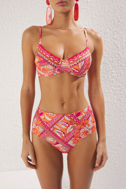 TRENDYOLMILLA Sal Desenli Balconette Yuksek Bel Regular Bikini Tak?m? TBESS25BT00142  фото 11