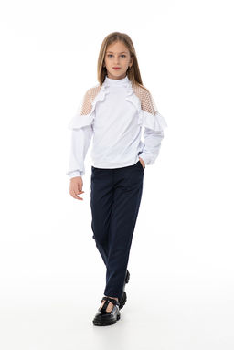 Синие школьные брюки для девочки Mooriposh, модель 0415  фото 2