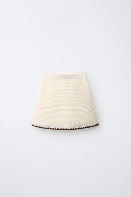 FALDA PUNTO BAJO CONTRASTE / Blanco roto - Zara фото 4