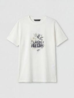 Bisiklet Yaka Bask?l? Kad?n Ti??rt