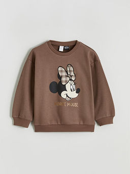 Minnie Mouse Bask?l? K?z ?ocuk Sweatshirt ve ?ort Etek Tak?m