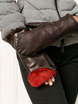 Рукавицы женские н/м крол IS129 d.brown - Eleganzza фото 2