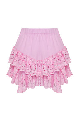 TRENDYOLMILLA Plaj Giyim Briddal Beyaz Mini Dokuma Brode Detayl? Flaml? Pamuk Plaj Etek TBESS24ET00004 фото 24